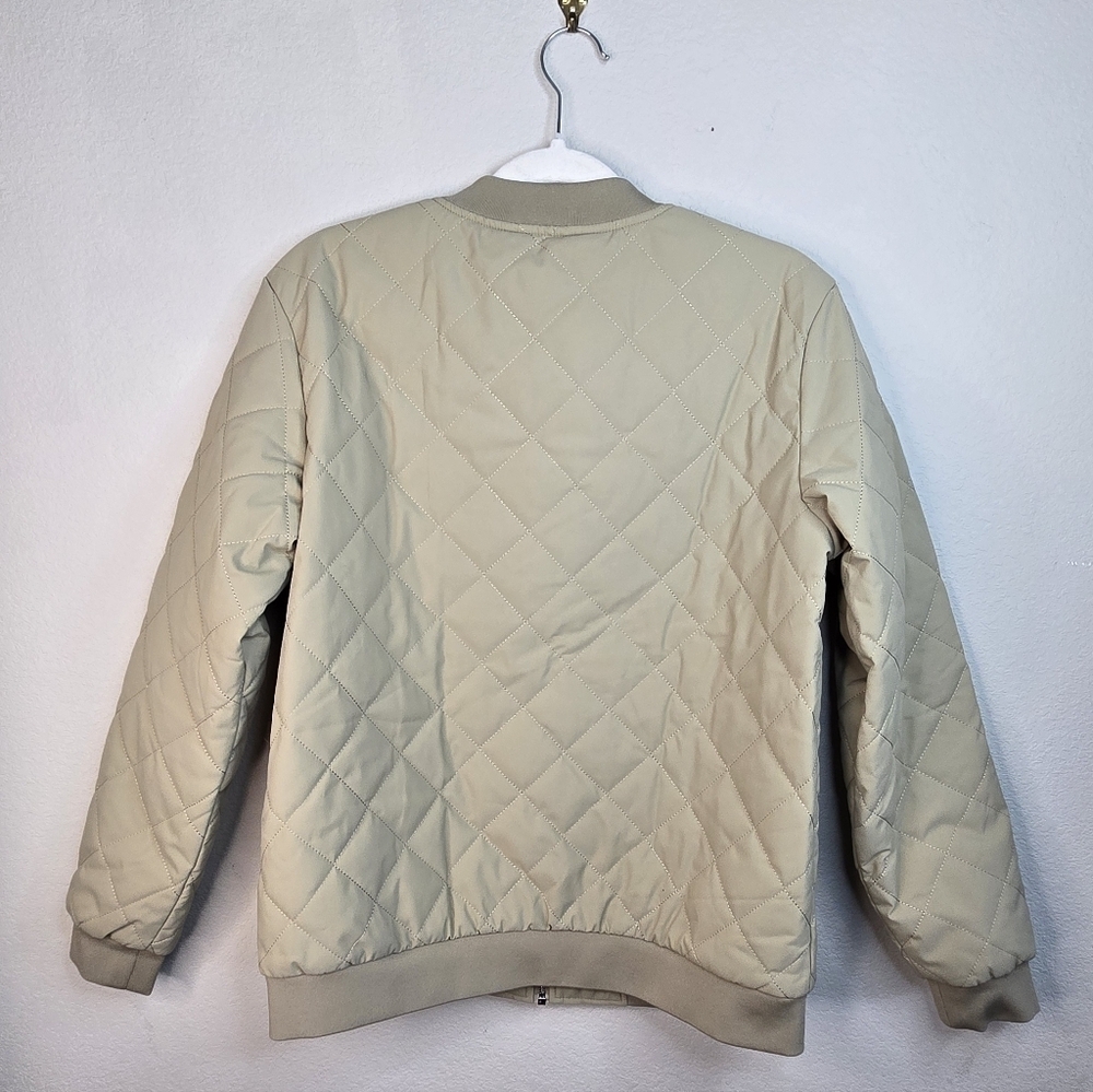 Magcomsen Women's Lightweight Jacket Sz L Khaki Beige Stitch Quilted Pockets - Picture 10 of 12